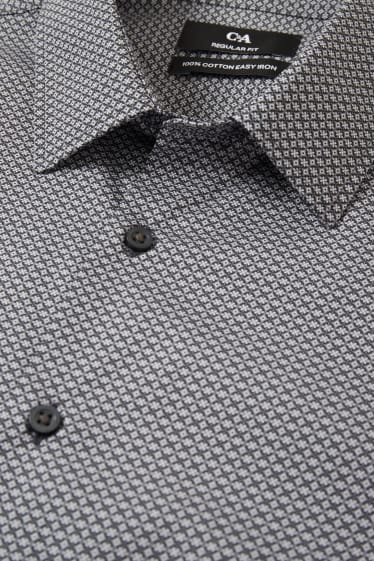 Uomo - Camicia business - regular fit - colletto all'italiana - facile da stirare - nero