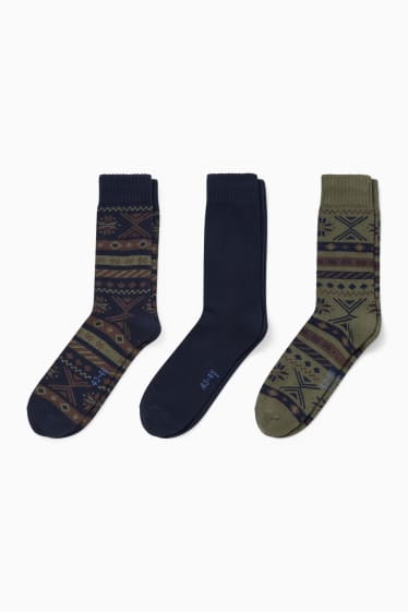 Heren - Set van 3 paar - sokken - donkerblauw