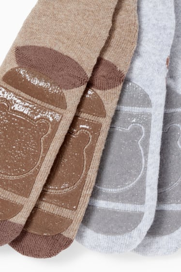 Miminka - Multipack 2 ks - medvídci - protiskluzové ponožky pro miminka - šedá/béžová