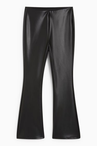 Children - Flared leggings - faux leather - black