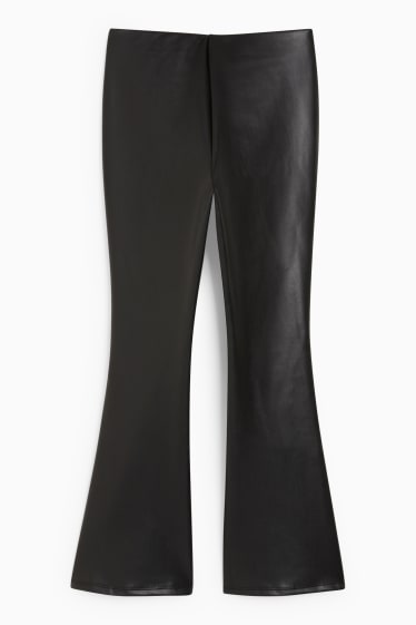 Children - Flared leggings - faux leather - black