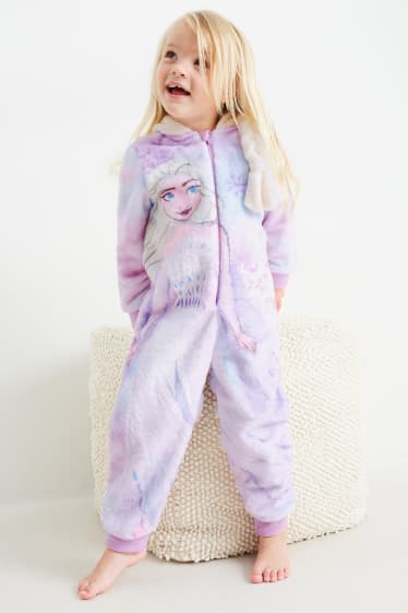 Niños - Frozen - mono de material polar con capucha - violeta claro