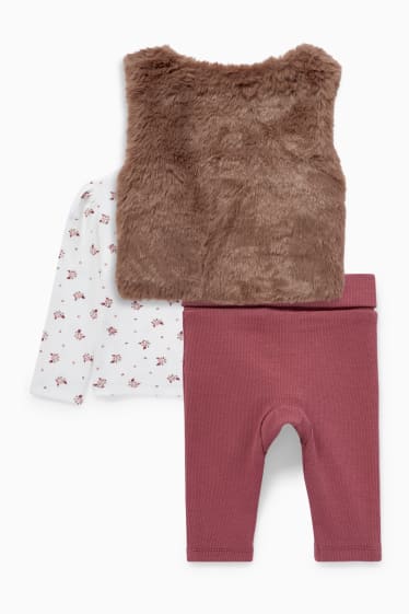 Babys - Babyoutfit - 3-delig - donker rose