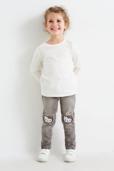 Kinder Mädchen - Hello Kitty - Skinny Jeans - Thermojeans - jeansgrau