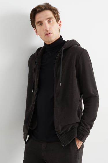 Herren - Frottee-Jacke mit Kapuze - schwarz