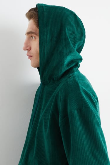 Hombre - Sudadera con capucha aterciopelada - verde oscuro