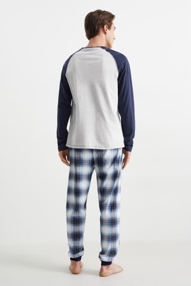 Herren - Pyjama mit Flanellhose - dunkelblau