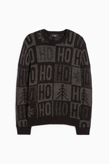 Hommes - Pull de Noël - HoHoHo - noir