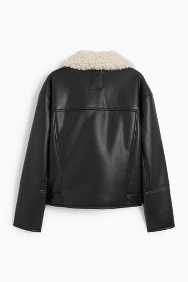 Jóvenes - CLOCKHOUSE- chaqueta de borrego - polipiel - negro