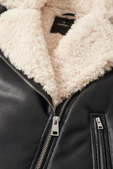 Ragazzi e giovani - CLOCKHOUSE - giacca in finta lana shearling - similpelle - nero