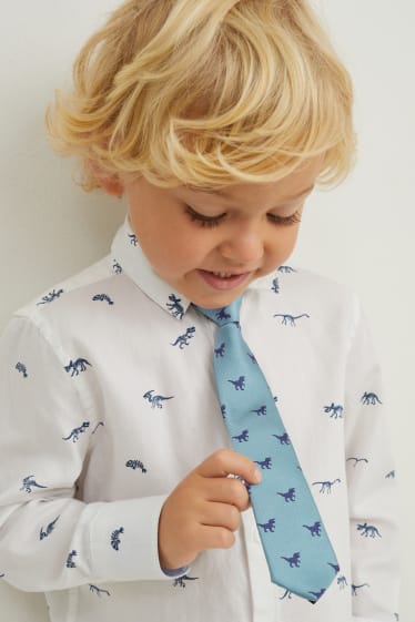 Niños - Dinosaurios - corbata - estampada - petróleo