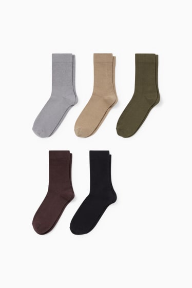 Heren - Set van 5 paar - sokken - donkerbruin