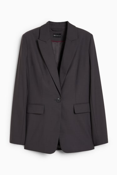 Dames - Business-blazer - relaxed fit - wolmix - donkergrijs
