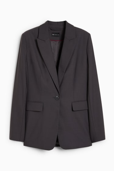 Women - Business blazer - relaxed fit - wool blend - dark gray