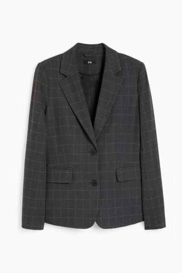 Women - Business blazer - regular fit - check - dark gray