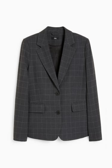 Dames - Business-blazer - regular fit - geruit - donkergrijs