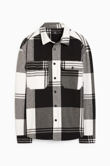 Men - Shirt - regular fit - kent collar - check - black / white