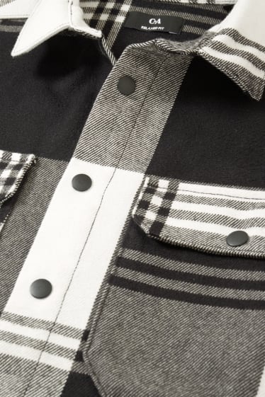 Hommes - Chemise - relaxed fit - col kent - à carreaux - noir / blanc