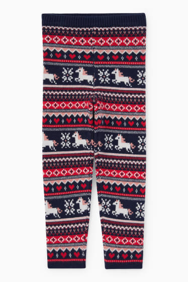 Bambini - Unicorni - leggings natalizi in maglia - blu scuro