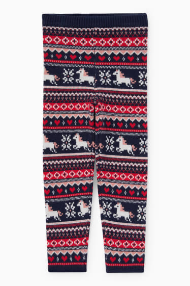 Niños - Unicornio - leggings de punto navideños - azul oscuro