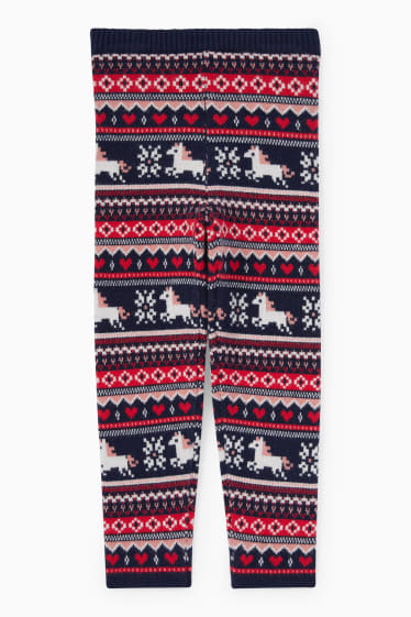 Niños - Unicornio - leggings de punto navideños - azul oscuro