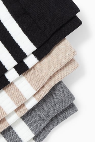 Dona - Paquet de 3 - mitjons fins als genolls - gris/negre