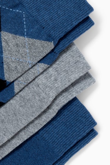 Hommes - Lot de 3 paires - chaussettes - aloe vera - bleu / gris