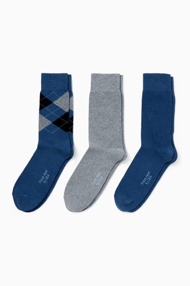 Heren - Set van 3 paar - sokken - aloë vera - blauw / grijs