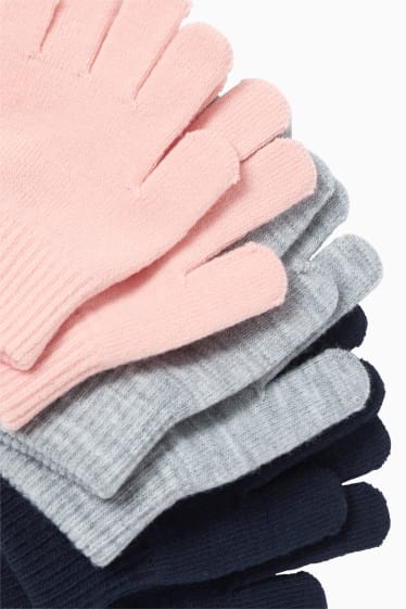 Bambine - Confezione da 3 - guanti - blu scuro / grigio