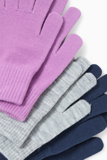 Bambine - Confezione da 3 - guanti - blu scuro