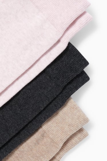 Dona - Paquet de 3 - mitjons fins als genolls - gris/rosa