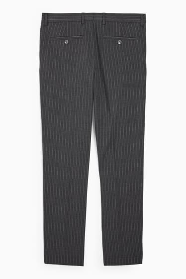 Hombre - Pantalón de vestir - colección modular - regular fit - Flex - raya diplomática - gris oscuro