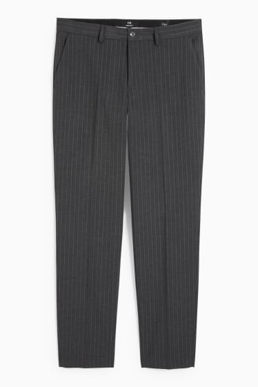 Hombre - Pantalón de vestir - colección modular - regular fit - Flex - raya diplomática - gris oscuro