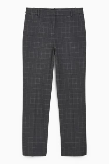 Women - Business cloth trousers - mid-rise waist - straight fit - dark gray