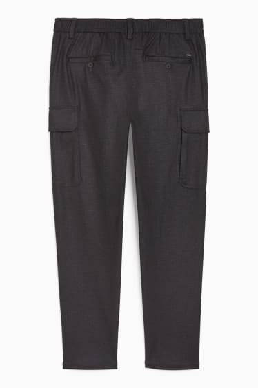 Hommes - Pantalon cargo - tapered fit - Flex - noir chiné
