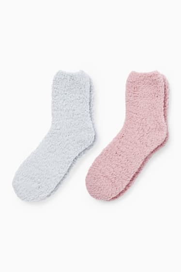 Dames - Set van 2 paar - sokken - grijs / roze