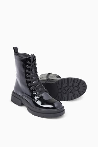 Dámské - Lakované boty - imitace kůže - černá