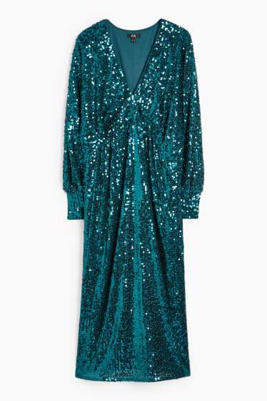 Femmes - Robe en sequins - effet brillant - turquoise