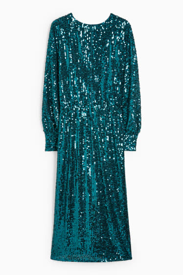 Femmes - Robe en sequins - effet brillant - turquoise