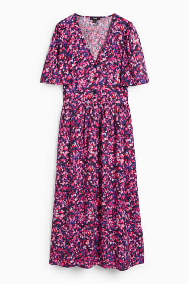 Femmes - Robe taille empire - à fleiurs - bleu / rose