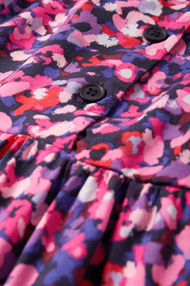 Femmes - Robe taille empire - à fleiurs - bleu / rose