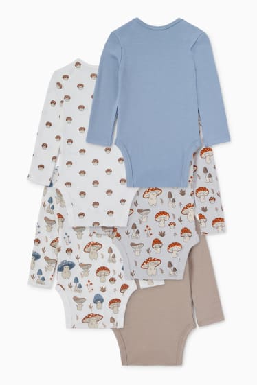 Unisex - Confezione da 5 - funghi - body neonati - grigio chiaro melange
