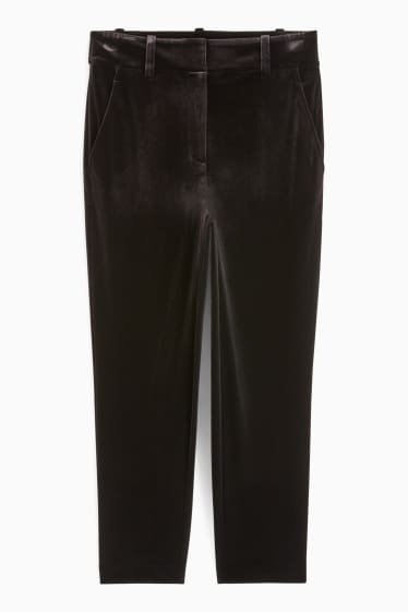Femei - Pantaloni din catifea - talie înaltă - slim fit - negru