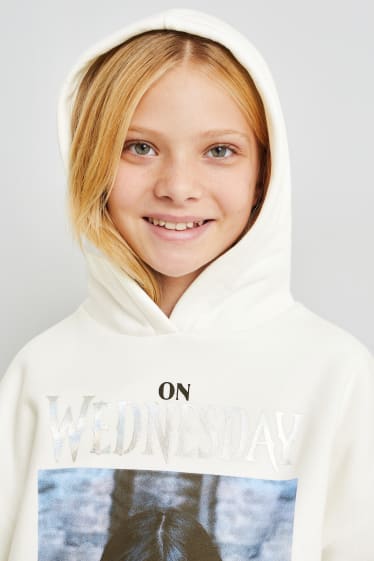 Kinderen - Wednesday - set - hoodie en rok - 2-delig - wit / zwart