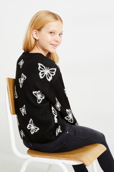 Kinder Mädchen - Pullover - schwarz