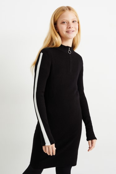 Enfants filles - Robe en maille - noir