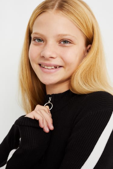 Enfants filles - Robe en maille - noir