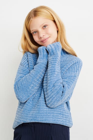 Kinder - Chenille-Pullover - hellblau