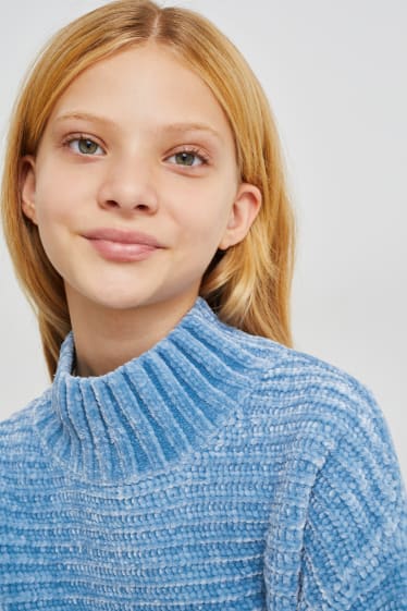 Kinder Mädchen - Chenille-Pullover - hellblau