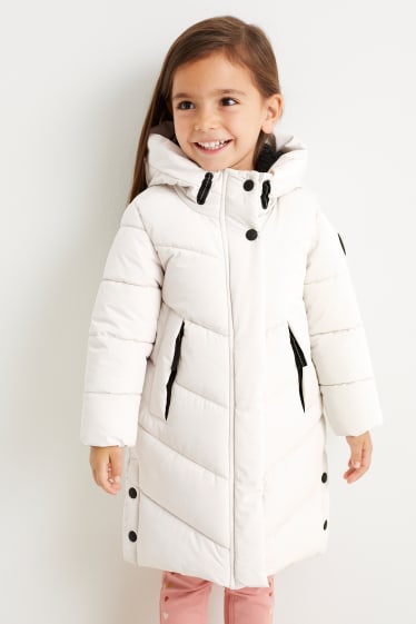 Kinderen - Gewatteerde jas met capuchon - crème wit